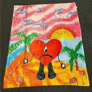 Bad Bunny soft lightweight throw/blanket new. $15. Approximately 48” x 38”.